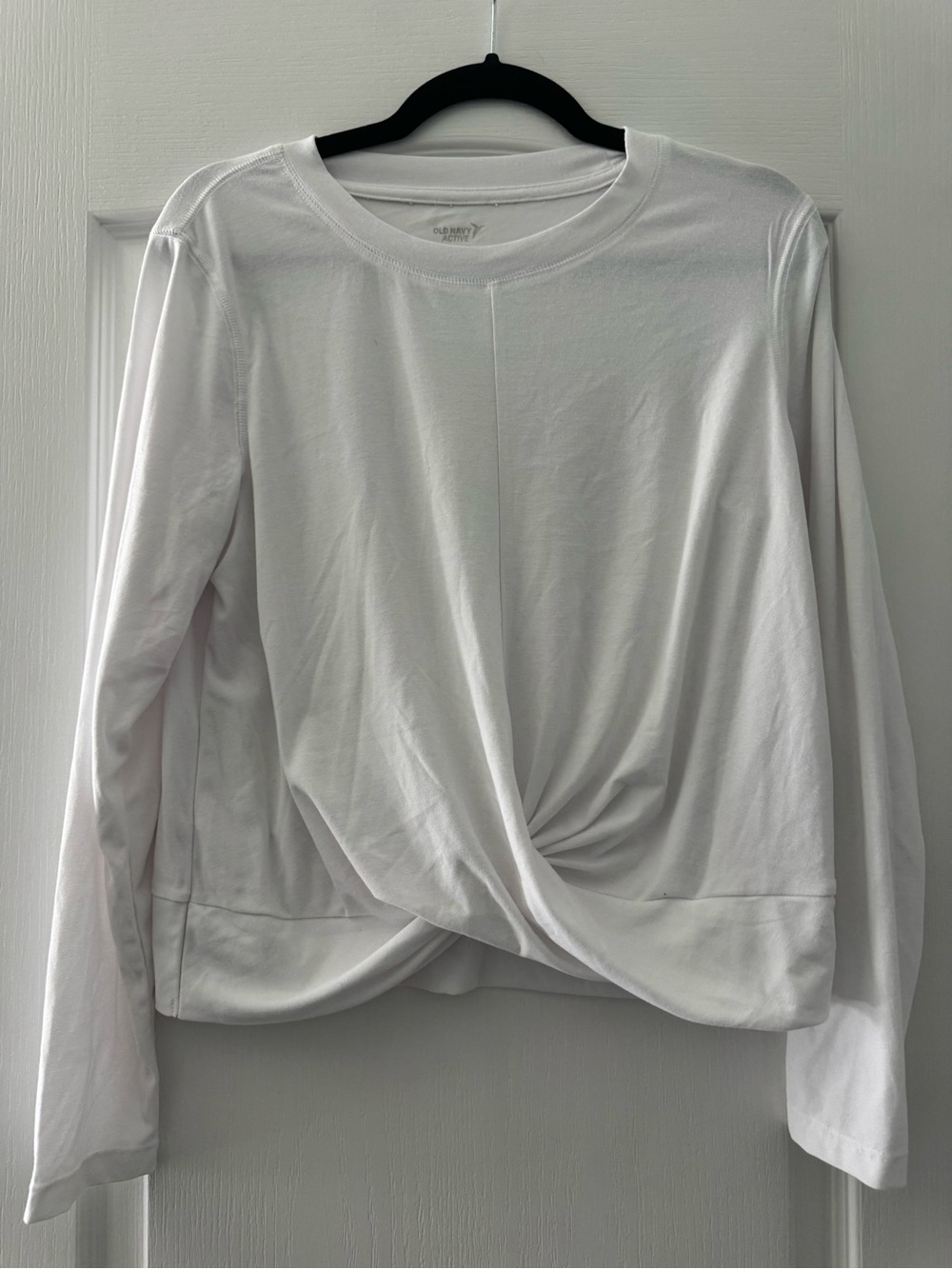 Old Navy White Twist-Front Long Sleeve Crop Top
